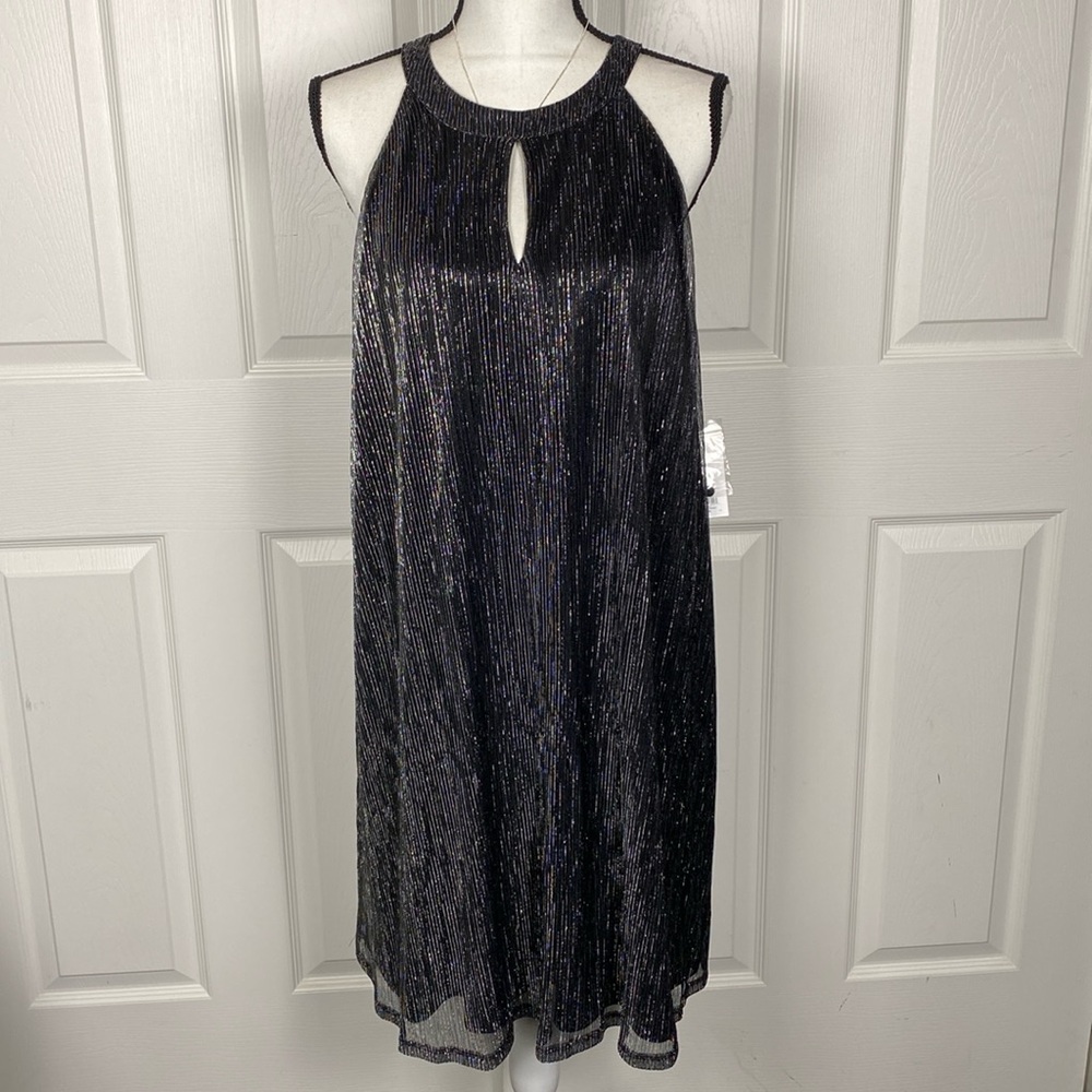 NWT! Nine West- black & silver stripped cocktail dress Sz XL